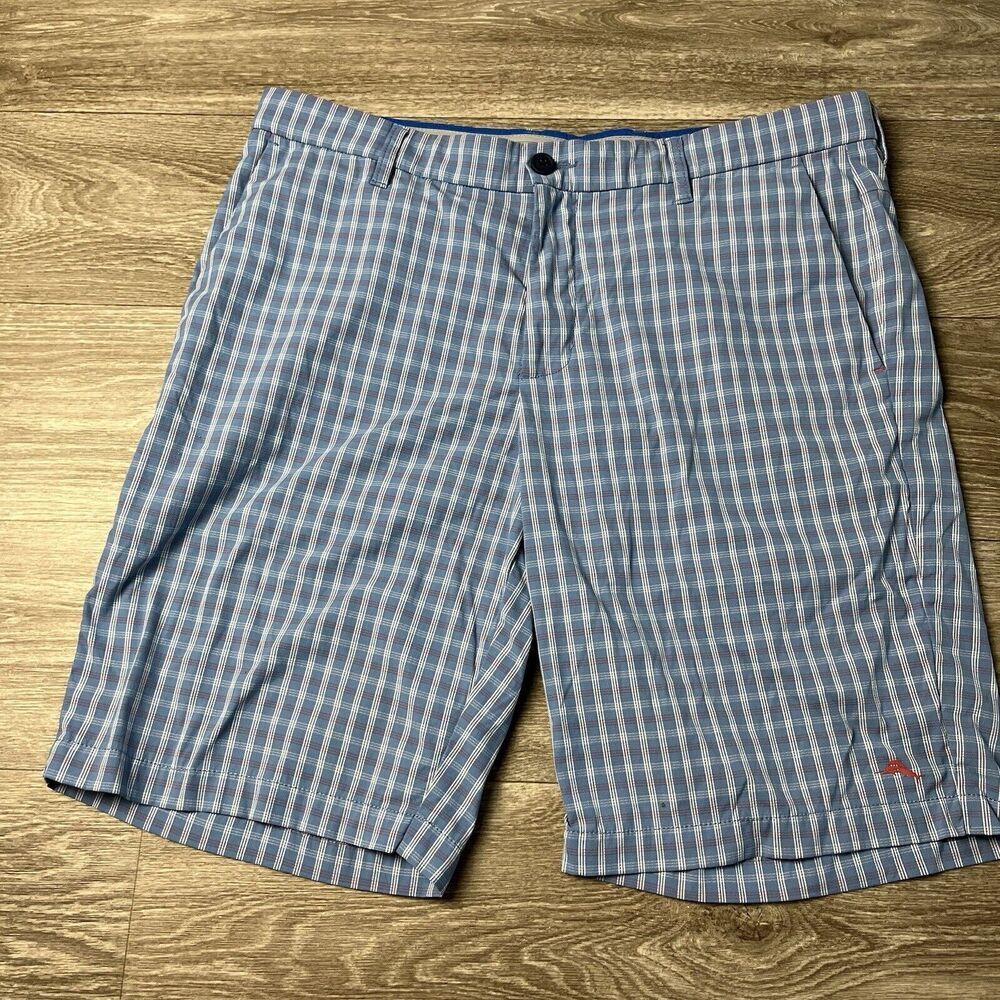 Tommy Bahama Blue Plaid Nylon Bermuda Chino Shorts 36​​
